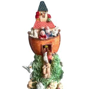 Noahs Ark Mountain Animal Figurine Tower Hand-Painted Resin 16" Tall Collectible